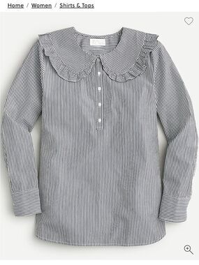 J. Crew Jules ruffle pan collar striped cotton button down shirt women’s 2 small